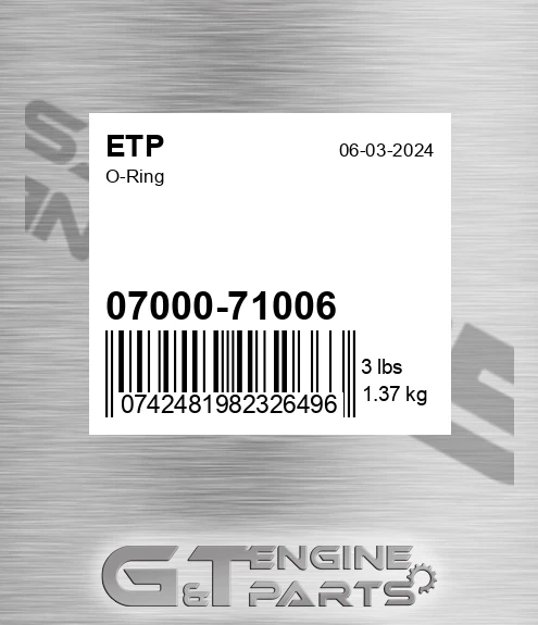 07000-71006 O-ring for ETP