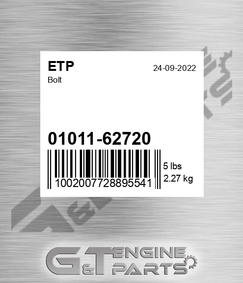 01011-62720 Bolt for ETP