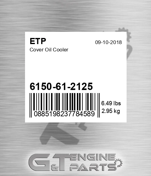 6150-61-2125 Cover Oil Cooler for ETP