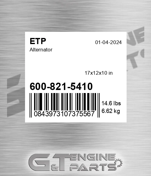 600-821-5410 Alternator for ETP
