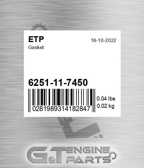 6251-11-7450 Gasket