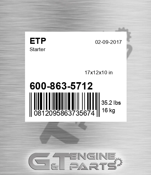 600-863-5712 Starter