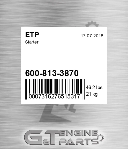 600-813-3870 Starter for ETP