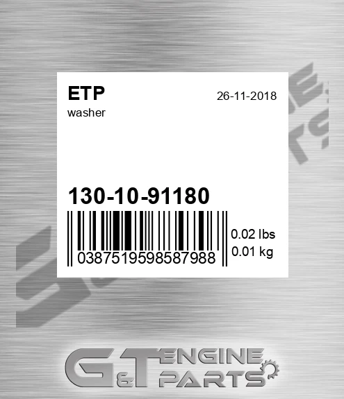 130-10-91180 Washer for ETP