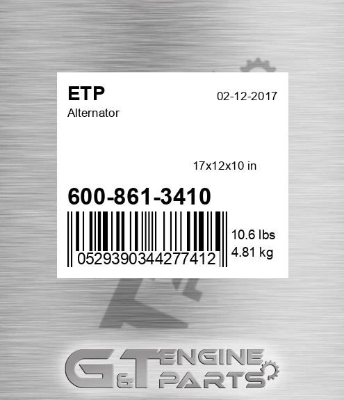 600-861-3410 Alternator