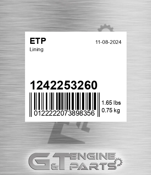 1242253260 Lining for ETP