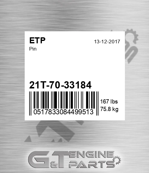 21T-70-33184 Pin for ETP