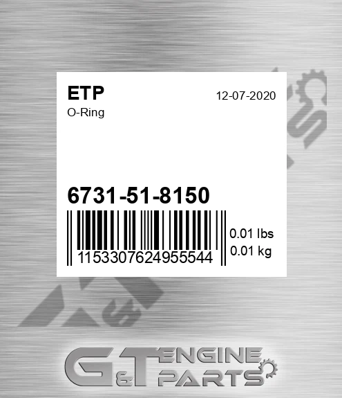 6731518150 O-ring for ETP