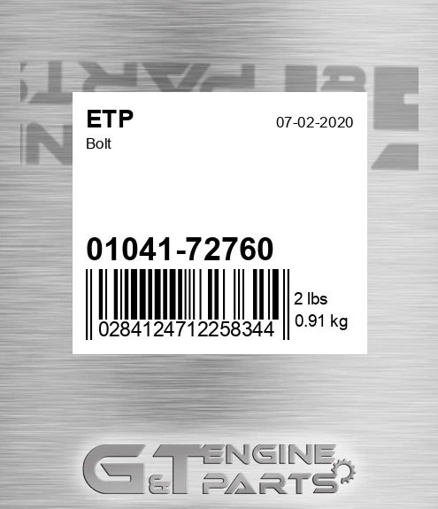 01041-72760 Bolt for ETP