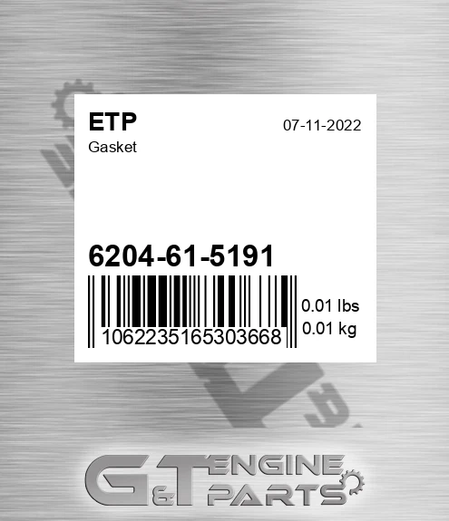6204-61-5191 Gasket for ETP