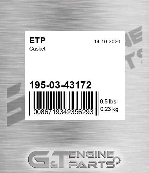 195-03-43172 Gasket