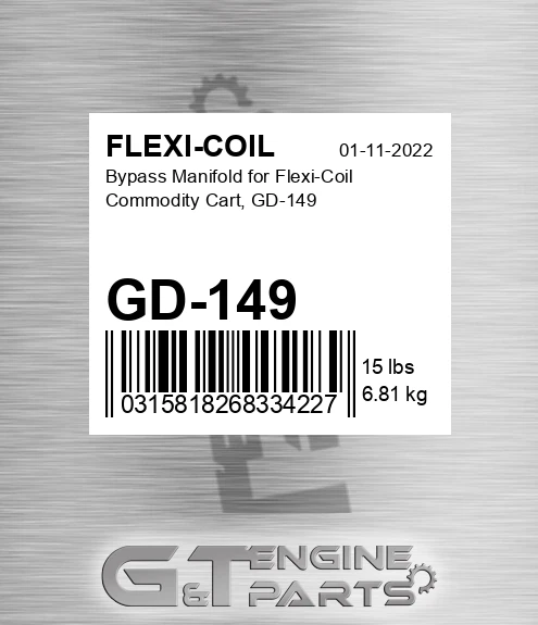 GD-149 Bypass Manifold For Commodity Cart,