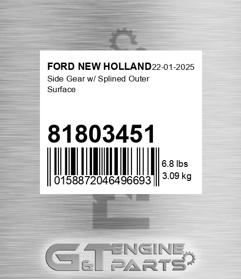 81803451 Side Gear W/ Splined Outer Surface