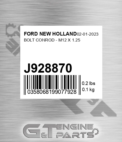 J928870 Bolt Conrod - M12 X 1.25