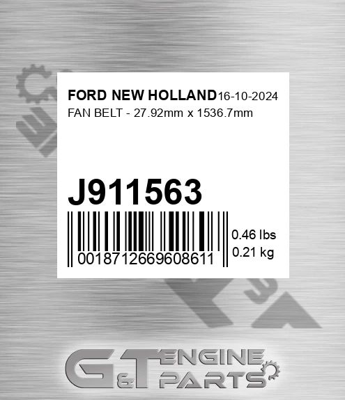 J911563 Fan Belt - 27.92mm X 1536.7mm