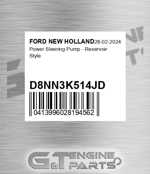D8NN3K514JD Power Steering Pump - Reservoir Style