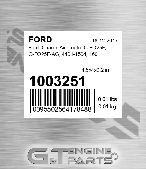 1003251 FORD Ford, Charge Air Cooler G-fo25f, G-fo25f-ag, 4401-1504, 160