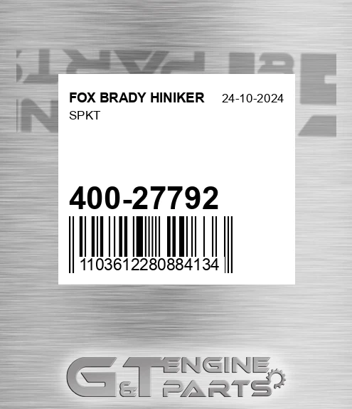 400-27792 Spkt for FOX BRADY HINIKER