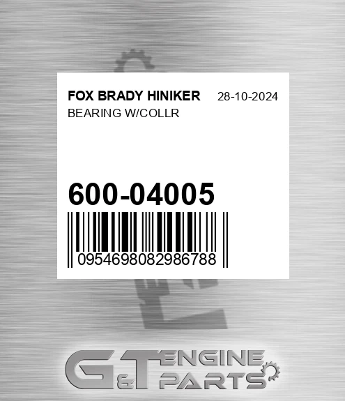 600-04005 Bearing W/collr for FOX BRADY HINIKER