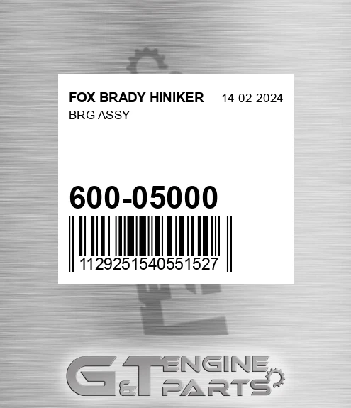 600-05000 Brg Assy for FOX BRADY HINIKER