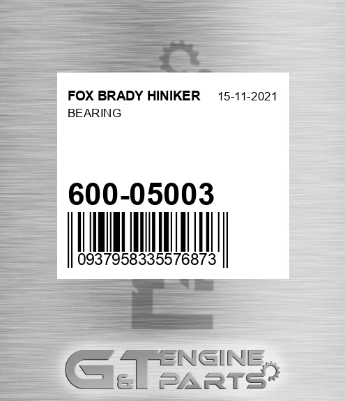 600-05003 Bearing for FOX BRADY HINIKER