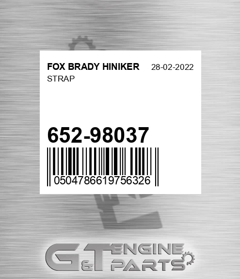 652-98037 Strap for FOX BRADY HINIKER