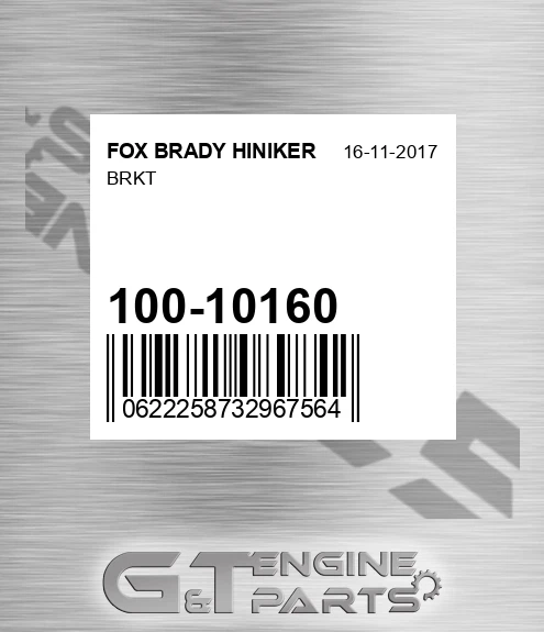 100-10160 Brkt for FOX BRADY HINIKER