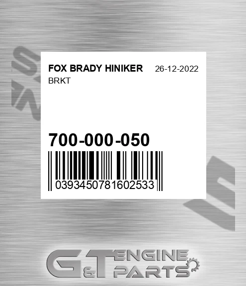 700-000-050 Brkt for FOX BRADY HINIKER