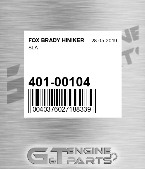 401-00104 Slat for FOX BRADY HINIKER
