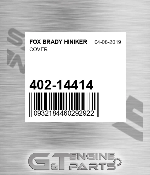 402-14414 Cover for FOX BRADY HINIKER