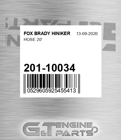 201-10034 Hose 20' for FOX BRADY HINIKER