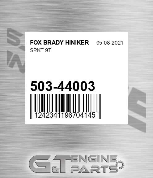 503-44003 Spkt 9t for FOX BRADY HINIKER
