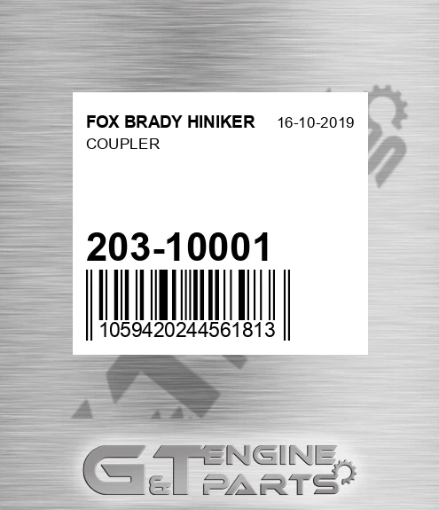 203-10001 Coupler for FOX BRADY HINIKER
