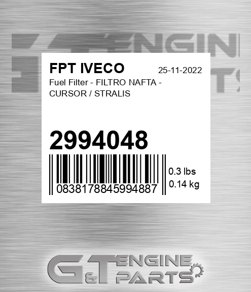 2994048 FPT IVECO Fuel Filter - Filtro Nafta - Cursor / Stralis