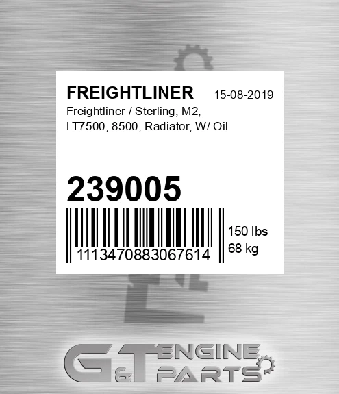 239005 / Sterling, M2, Lt7500, 8500, Radiator, W/ Oil