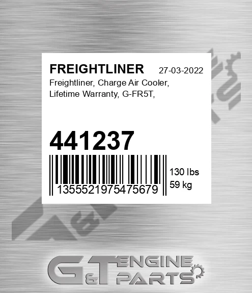 441237 , Charge Air Cooler, Lifetime Warranty, G-fr5t,