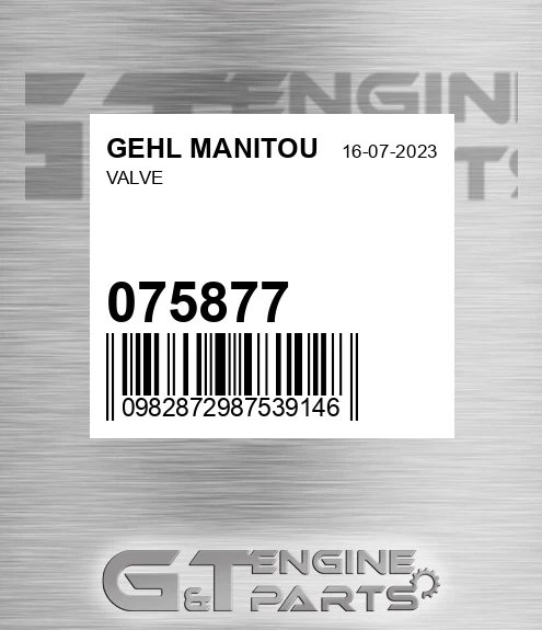 075877 Valve for GEHL MANITOU