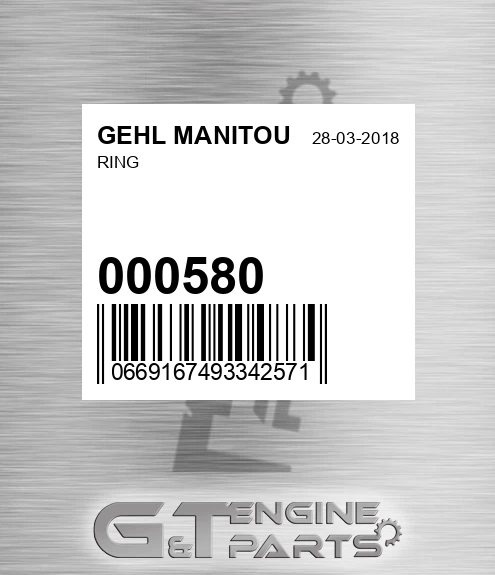000580 Ring for GEHL MANITOU