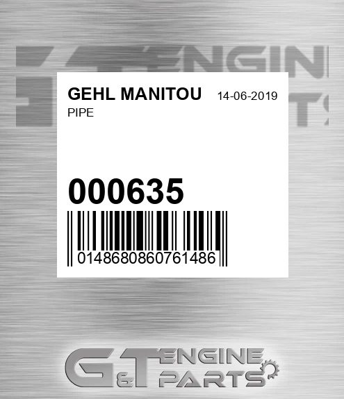 000635 Pipe for GEHL MANITOU