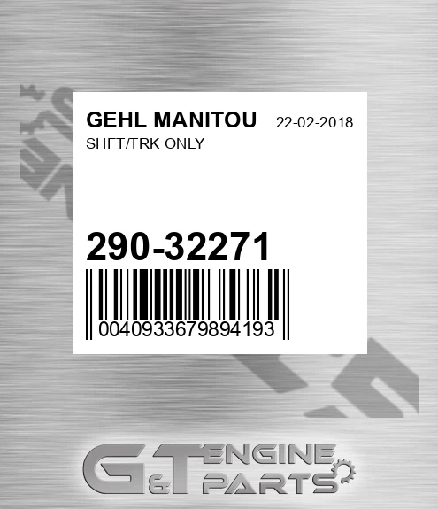 290-32271 Shft/trk Only for GEHL MANITOU