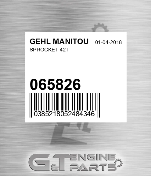 065826 Sprocket 42t for GEHL MANITOU