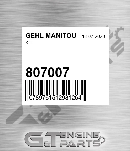 807007 Kit for GEHL MANITOU