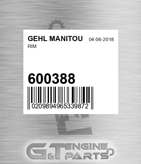 600388 Rim for GEHL MANITOU