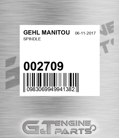 002709 Spindle for GEHL MANITOU