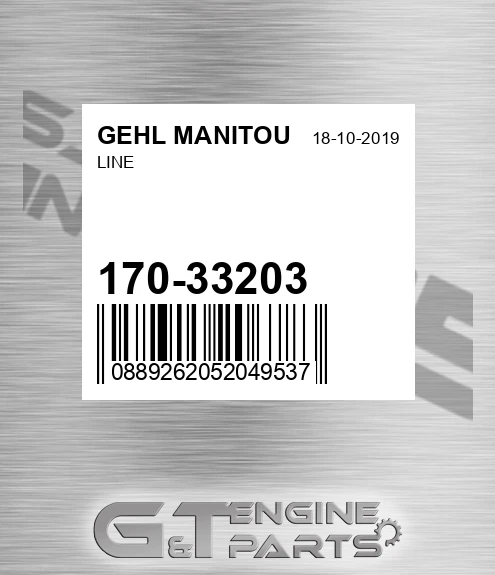 170-33203 Line for GEHL MANITOU