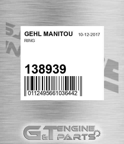 138939 Ring for GEHL MANITOU