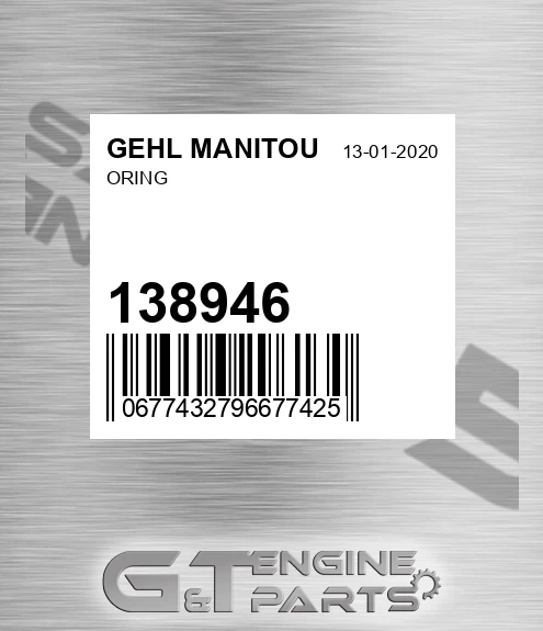 138946 Oring for GEHL MANITOU