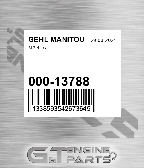 000-13788 Manual for GEHL MANITOU