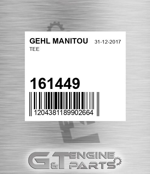 161449 Tee for GEHL MANITOU
