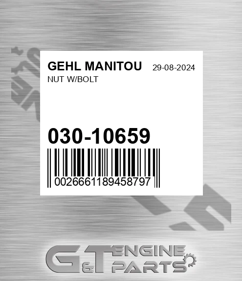 030-10659 Nut W/bolt for GEHL MANITOU